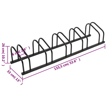 Suporte para 5 bicicletas aço preto