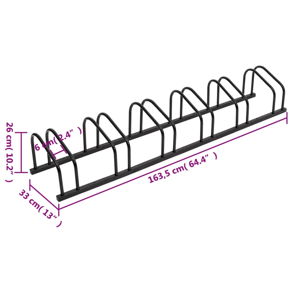 Suporte para 6 bicicletas aço preto