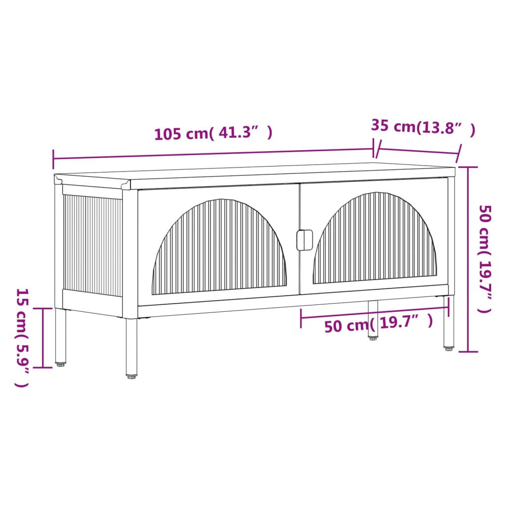 Armário de TV 105x35x50 cm vidro e aço preto