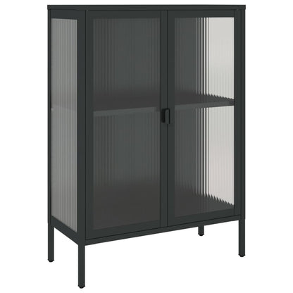 Aparador Laurine com Vitrine de 105cm - Preto - Design Vintage