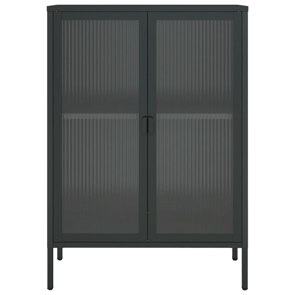 Aparador Laurine com Vitrine de 105cm - Preto - Design Vintage