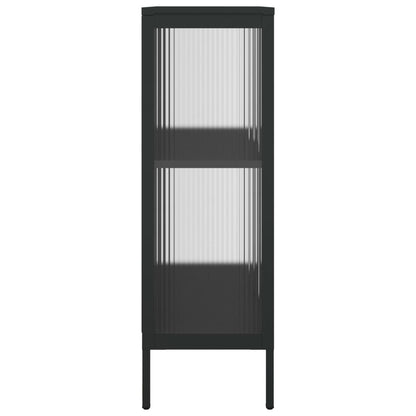 Aparador Laurine com Vitrine de 105cm - Preto - Design Vintage