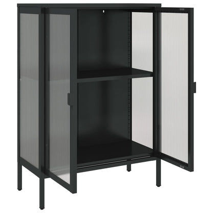 Aparador Laurine com Vitrine de 105cm - Preto - Design Vintage