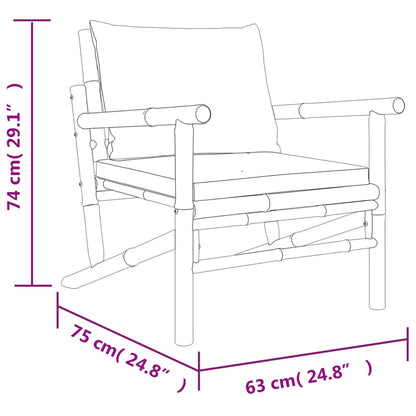 4pcs conj. lounge de jardim bambu c/ almofadões cinzento-escuro