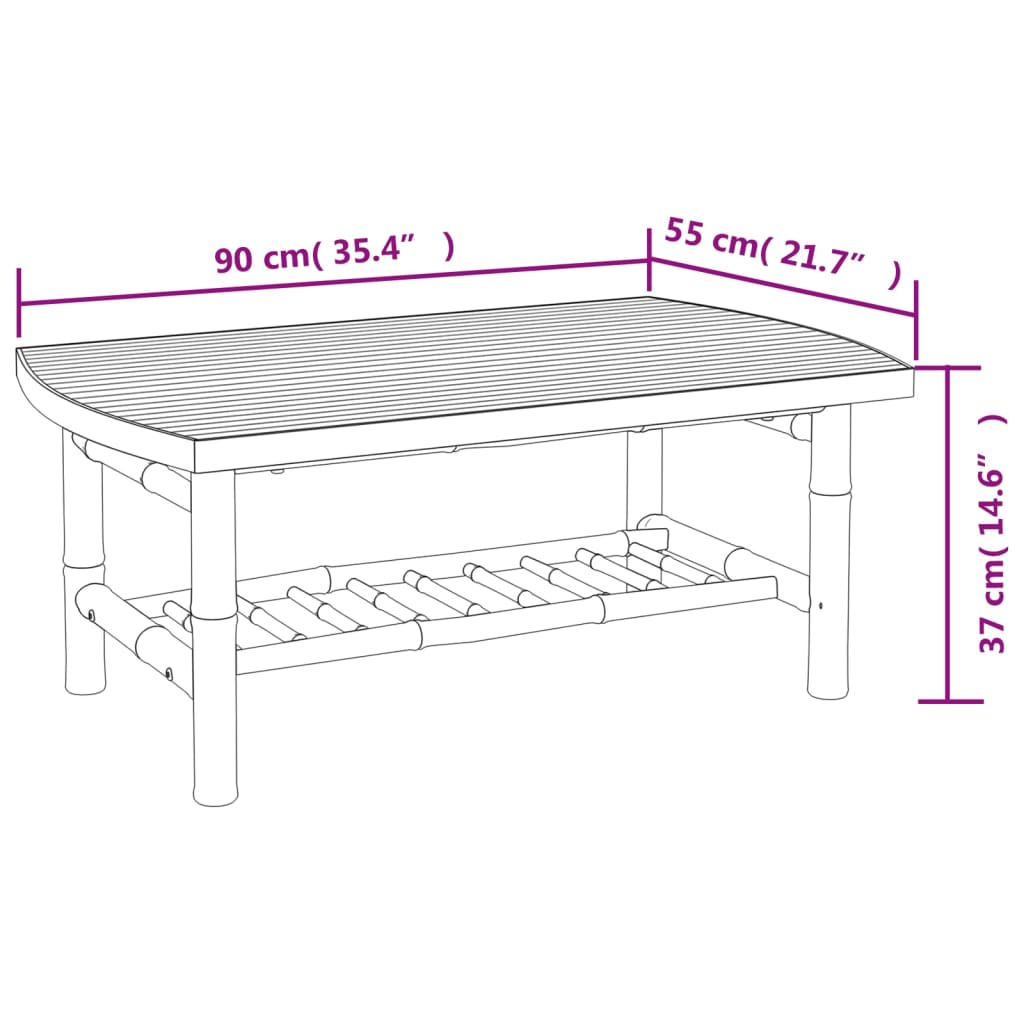 4pcs conj. lounge de jardim bambu c/ almofadões cinzento-escuro