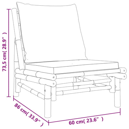 4 pcs conjunto lounge de jardim bambu c/ almofadões branco nata