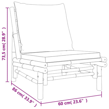 5 pcs conjunto lounge de jardim bambu c/ almofadões branco nata