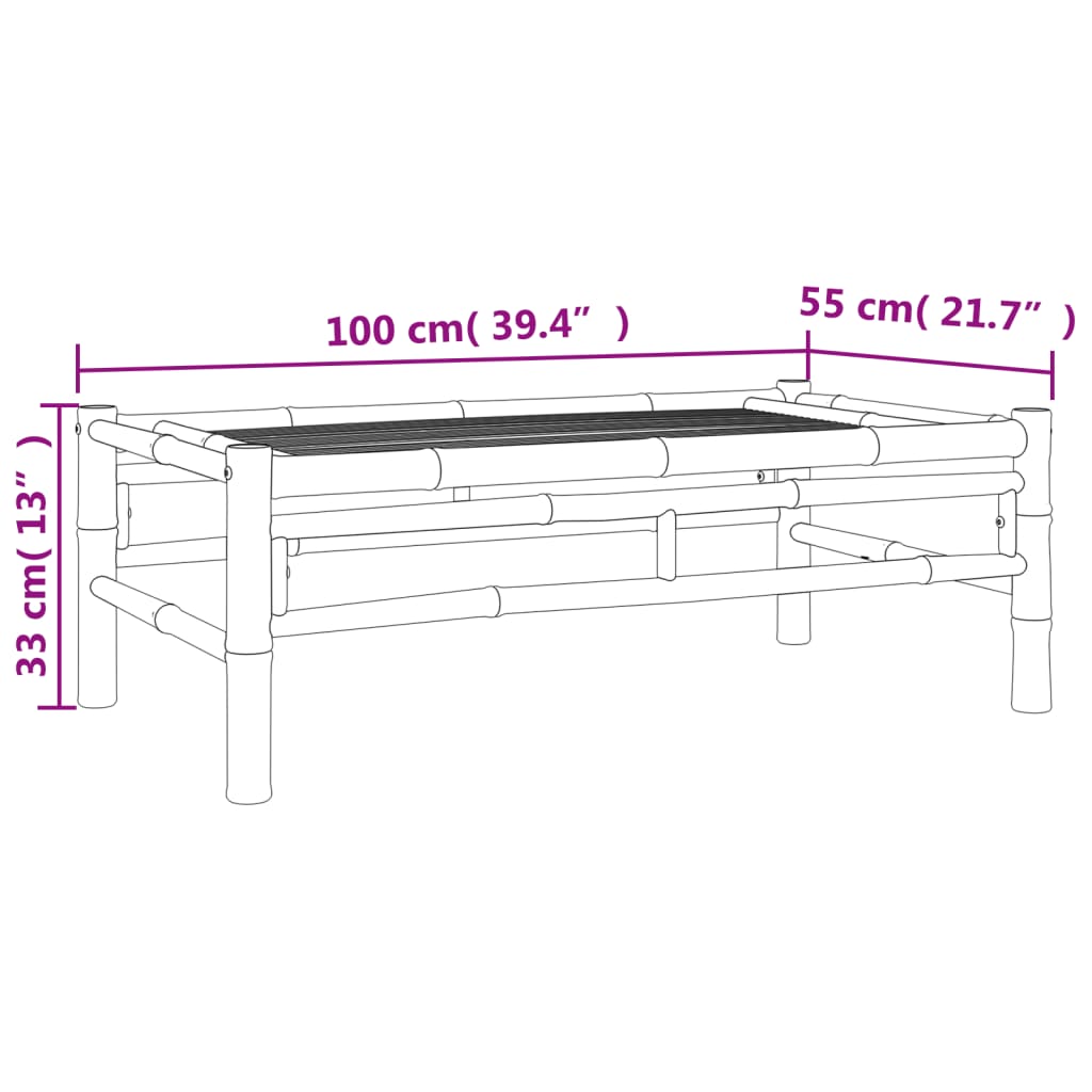 3pcs conj. lounge de jardim bambu c/ almofadões cinzento-escuro