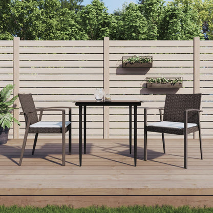 Cadeiras jardim + almofadões 2pcs 56,5x57x83cm vime PE castanho