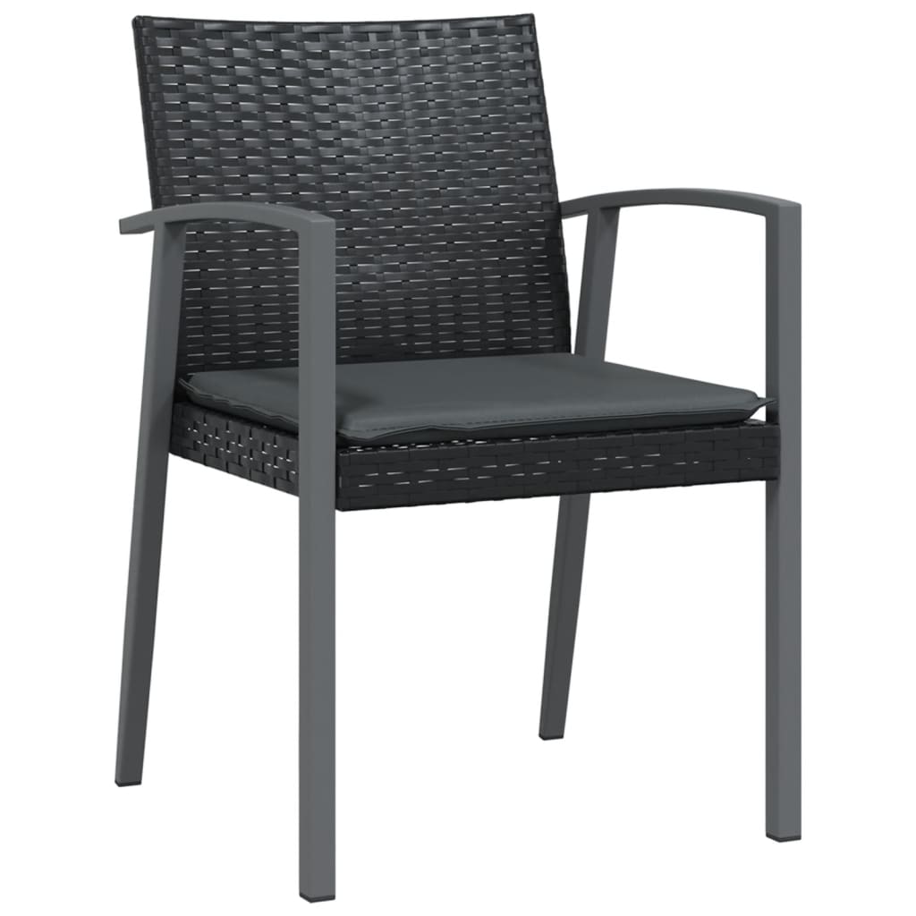 Cadeiras jardim c/ almofadões 2 pcs 56,5x57x83 cm vime PE preto