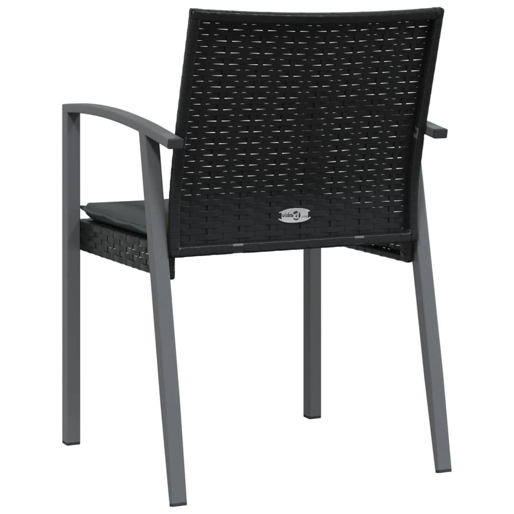 Cadeiras jardim c/ almofadões 2 pcs 56,5x57x83 cm vime PE preto