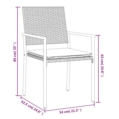 Cadeiras jardim c/ almofadões 2 pcs 54x62,5x89 cm vime PE preto