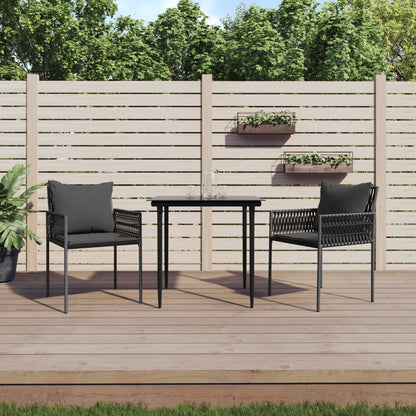 Cadeiras jardim c/ almofadões 2 pcs 54x61x83 cm vime PE preto