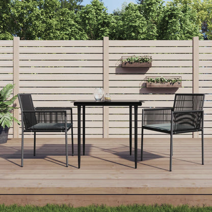 Cadeiras jardim c/ almofadões 2pcs 54x60,5x83,5cm vime PE preto