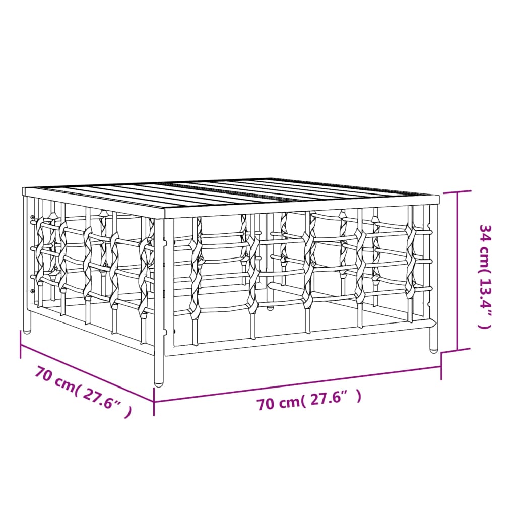 Mesa de jardim 70x70x34 cm vime PE antracite