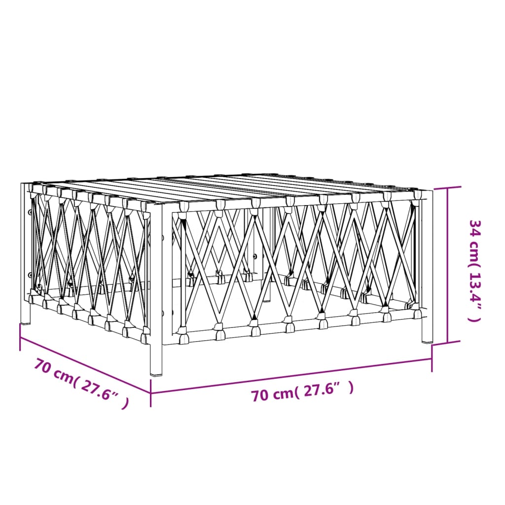 Mesa de jardim 70x70x34 cm tecido branco