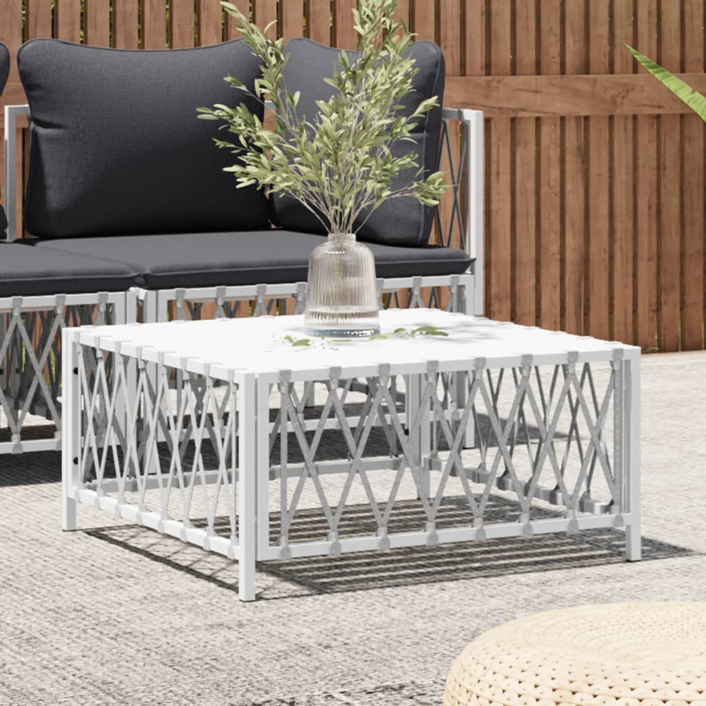 Mesa de jardim 70x70x34 cm tecido branco