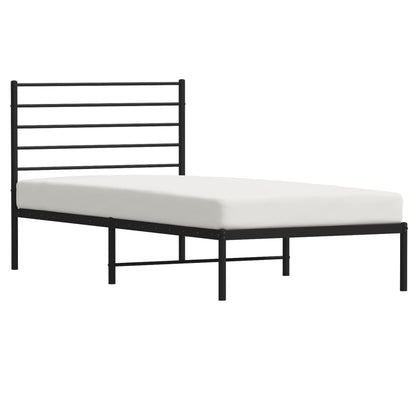 Estrutura de cama com cabeceira 75x190 cm metal preto