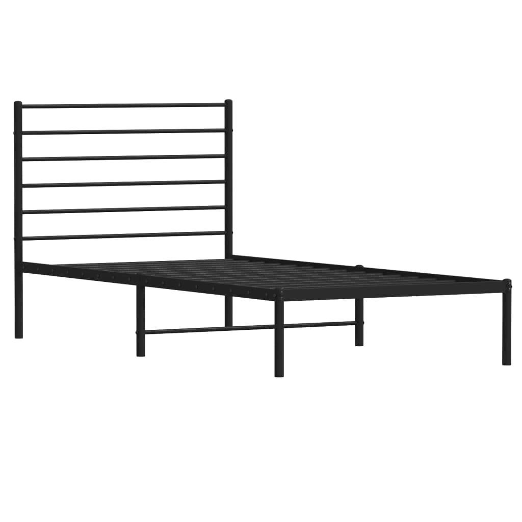 Estrutura de cama com cabeceira 75x190 cm metal preto