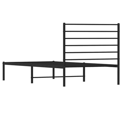 Estrutura de cama com cabeceira 75x190 cm metal preto