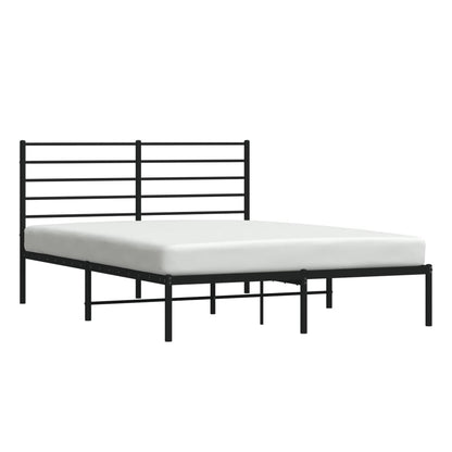 Estrutura de cama em metal com cabeceira 150x200 cm preto