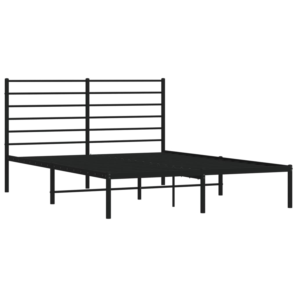 Estrutura de cama em metal com cabeceira 150x200 cm preto