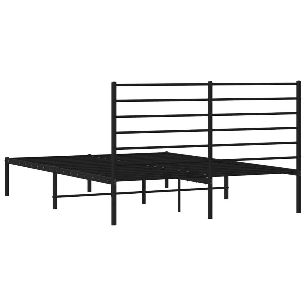 Estrutura de cama em metal com cabeceira 150x200 cm preto