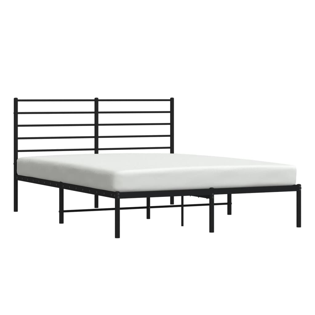 Estrutura de cama com cabeceira 160x200 cm metal preto