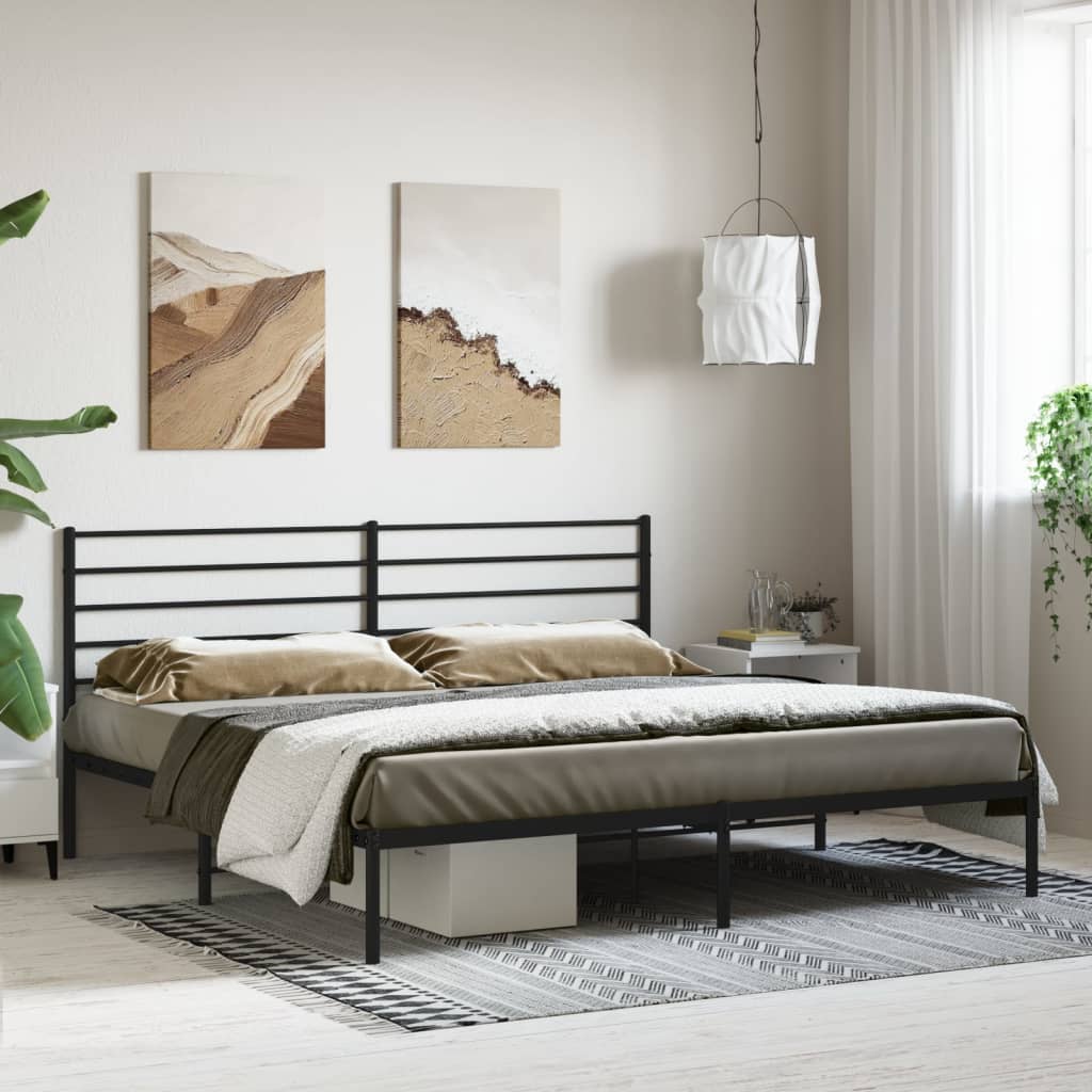 Estrutura de cama com cabeceira 193x203 cm metal preto