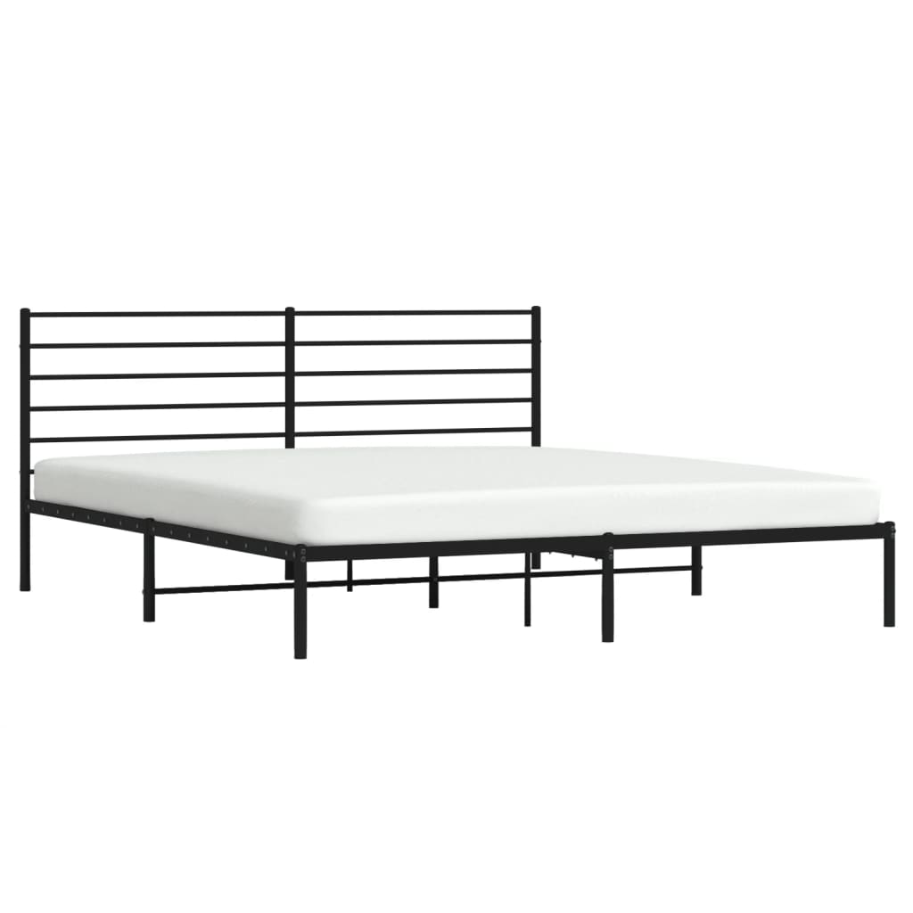 Estrutura de cama com cabeceira 200x200 cm metal preto