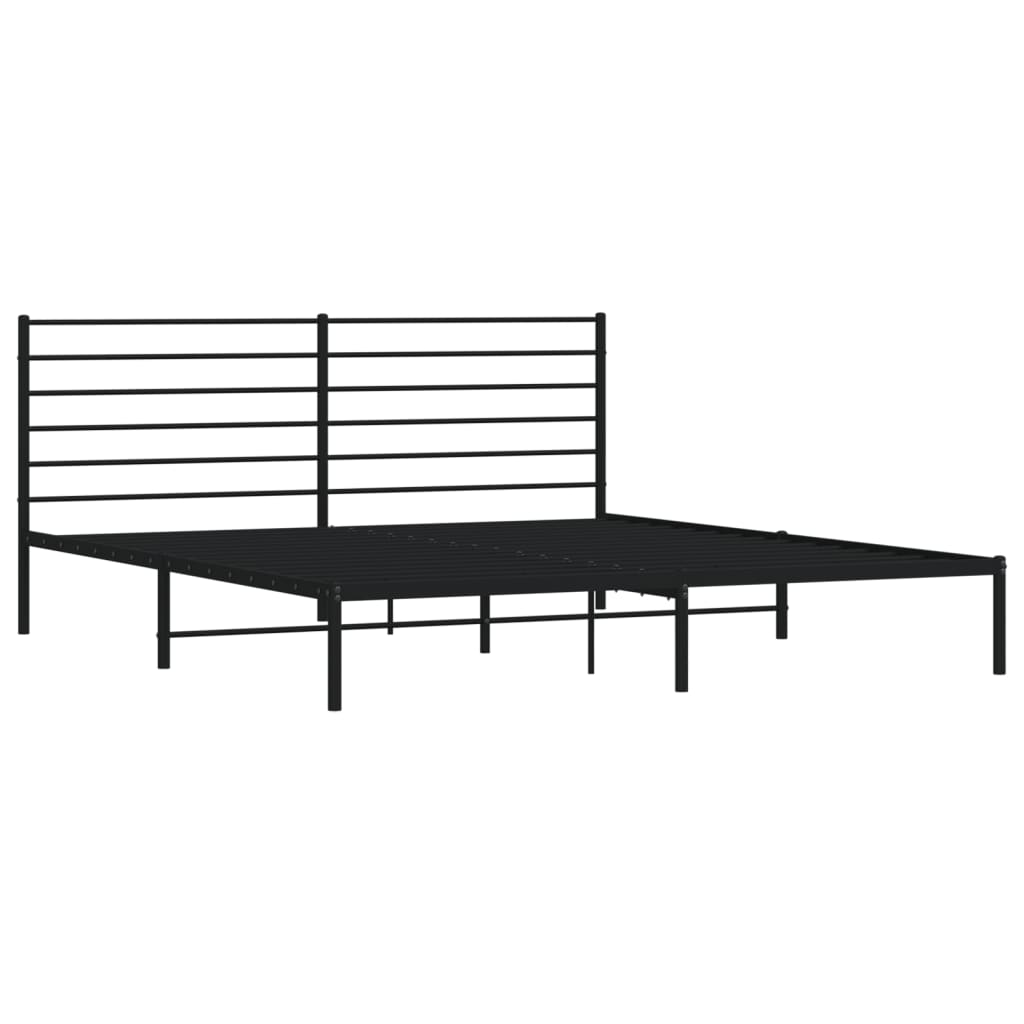 Estrutura de cama com cabeceira 200x200 cm metal preto