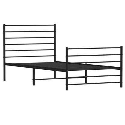 Estrutura de cama com cabeceira e pés 75x190 cm metal preto