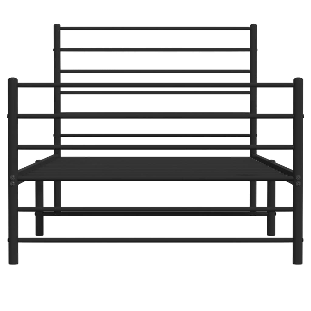 Estrutura de cama com cabeceira e pés 75x190 cm metal preto