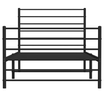 Estrutura de cama com cabeceira e pés 75x190 cm metal preto