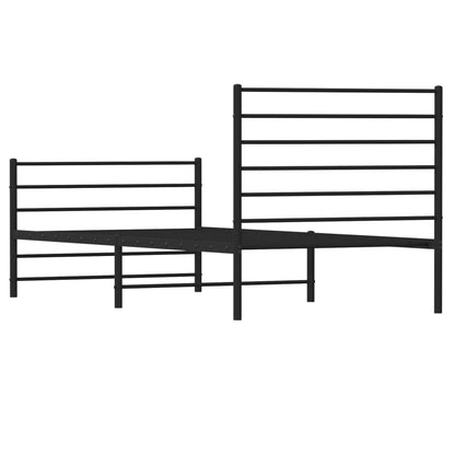 Estrutura de cama com cabeceira e pés 75x190 cm metal preto