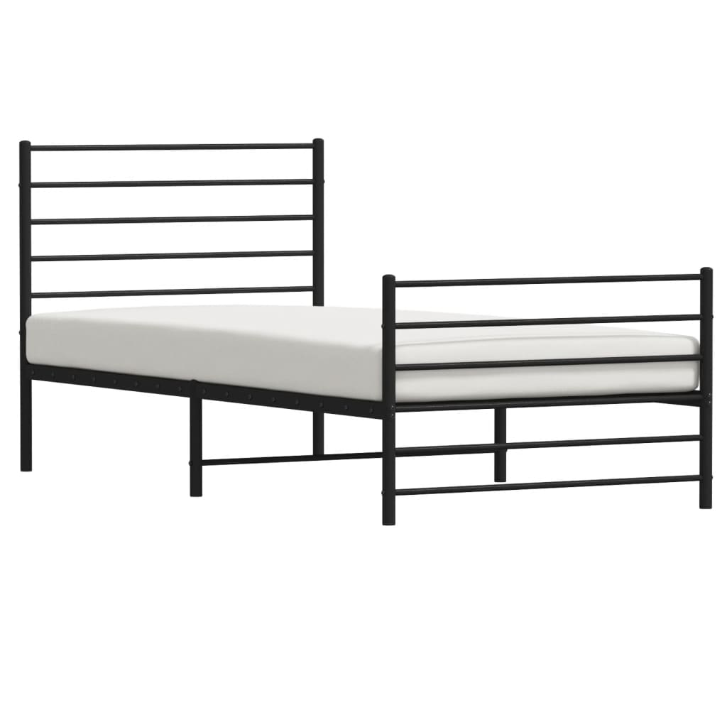 Estrutura de cama com cabeceira e pés 80x200 cm metal preto