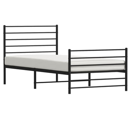 Estrutura de cama com cabeceira e pés 90x190 cm metal preto