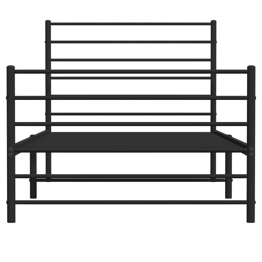 Estrutura de cama com cabeceira e pés 90x190 cm metal preto