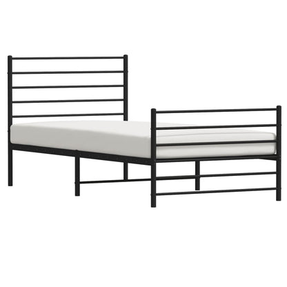 Estrutura de cama com cabeceira e pés 100x200 cm metal preto