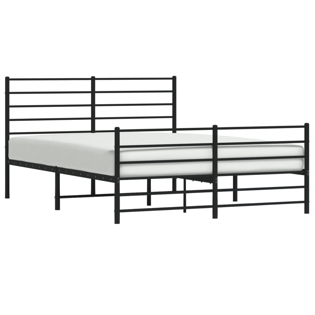 Estrutura de cama com cabeceira e pés 120x190 cm metal preto