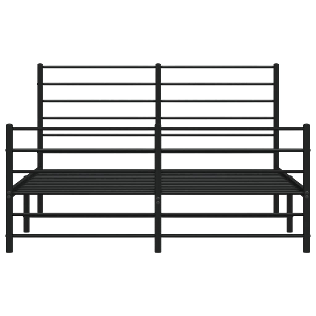 Estrutura de cama com cabeceira e pés 120x190 cm metal preto