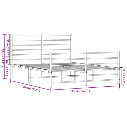 Estrutura de cama com cabeceira e pés 120x190 cm metal preto