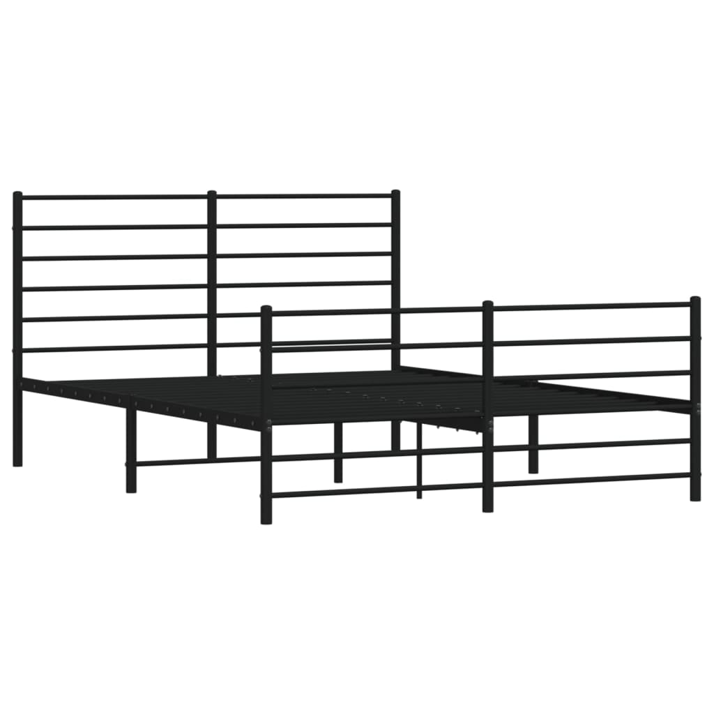 Estrutura de cama com cabeceira e pés 120x200 cm metal preto