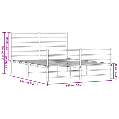 Estrutura de cama com cabeceira e pés 140x190 cm metal preto