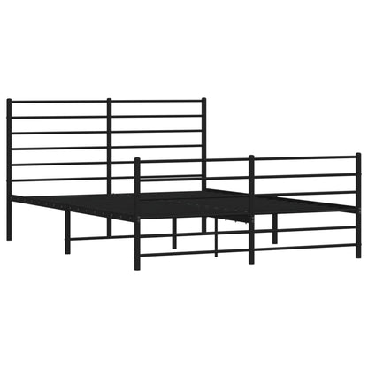 Estrutura de cama com cabeceira e pés 140x200 cm metal preto