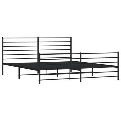 Estrutura de cama com cabeceira e pés 180x200 cm metal preto