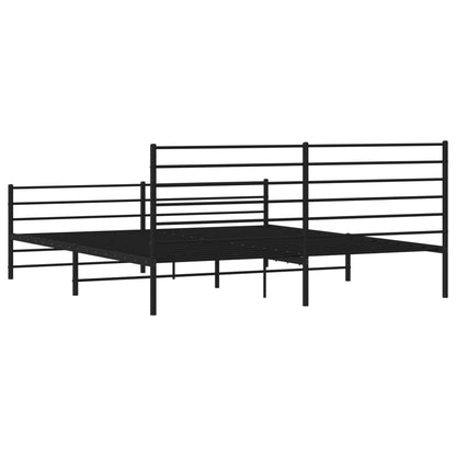 Estrutura de cama com cabeceira e pés 180x200 cm metal preto