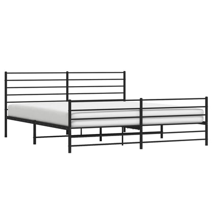 Estrutura de cama com cabeceira e pés 183x213 cm metal preto