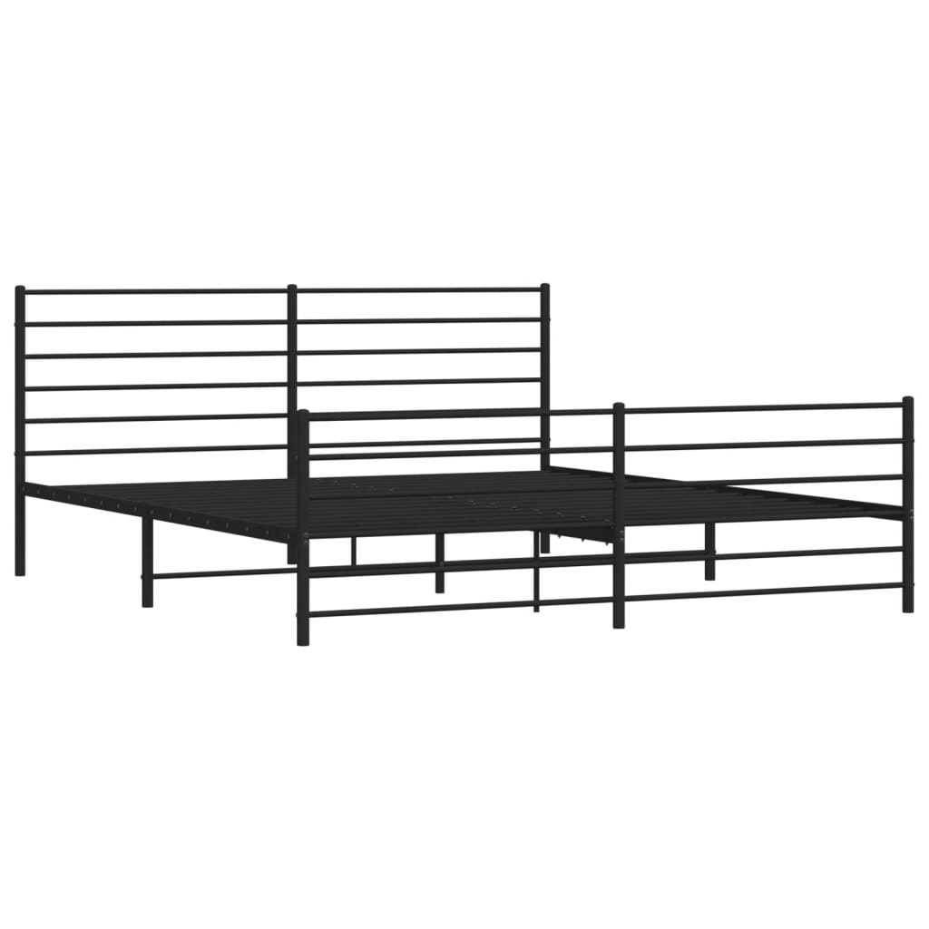 Estrutura de cama com cabeceira e pés 183x213 cm metal preto