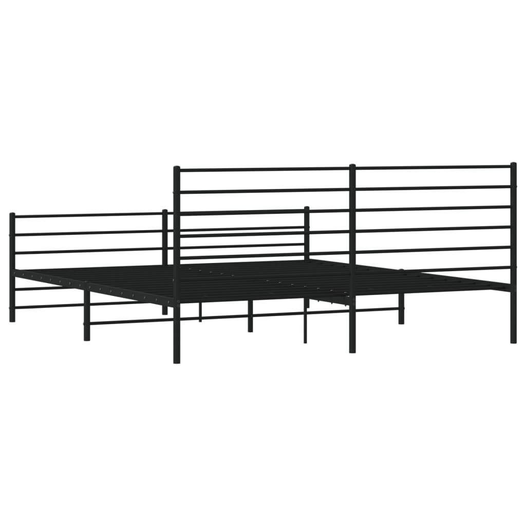 Estrutura de cama com cabeceira e pés 183x213 cm metal preto